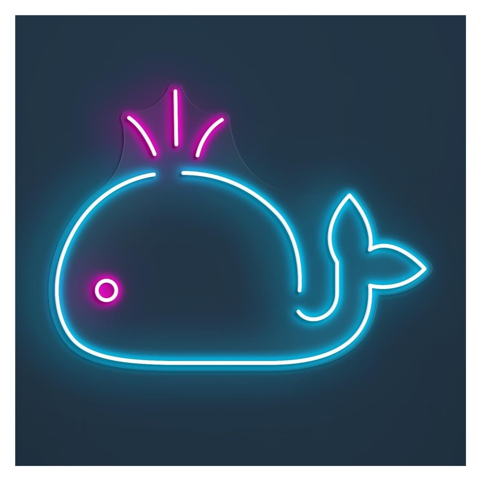 RONGCH Hanging Art Signs Whale Neon Sign, Suitable for Kids Room Decor with Brightness Adjustable 38cm