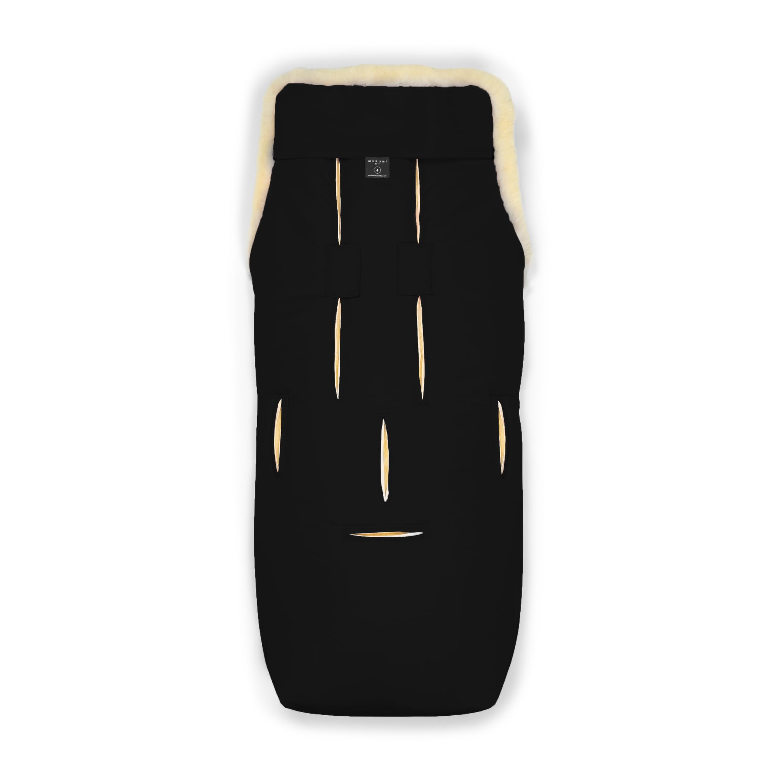CHRIST Saco bebé Invierno Arosa de Piel de Cordero para Carrito de Werner Baby - Curtido Medicinal, Saco Universal para Coche, sillas de Paseo o Buggy, Color: Negro