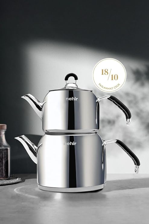 River Modern Midi Medium Size 1-2 Lt. Stainless Steel Teapot Set