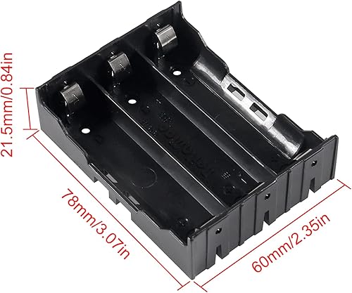 Miniatura 2 de Paquete de 4 soportes para batería 18650, 3 ranuras x 3.7 V, estuche de almacenamiento de batería con pin para proyectos de PCB, caja de clip de