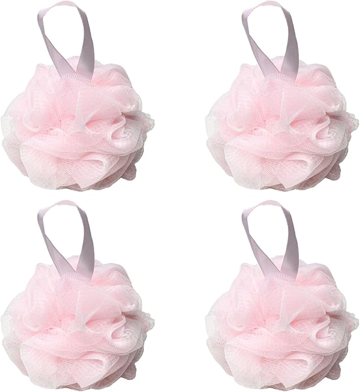 Esponja de banho SEVENHEAD em malha PE, 4 unidades, 50 g por unidade, cores variadas