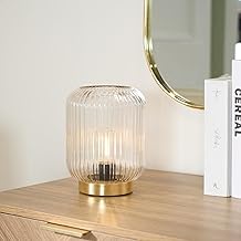 OHS Clear Glass Cordless Table Lamps, Battery Operated Lamp Portable LED Touch Light Decorative Bedside Table Lamps for Bedroom Living Room Office Outdoor Use
