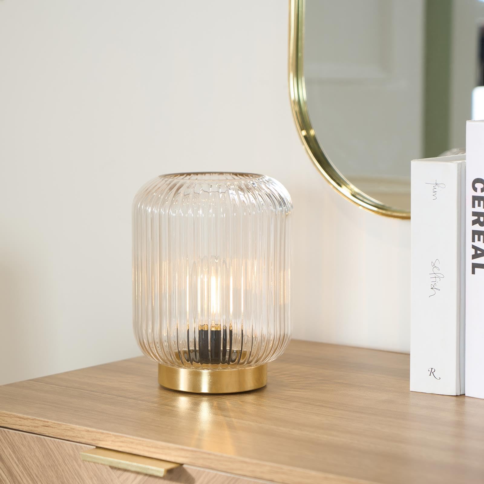 OHS Glass Table Lamp - LED - Battery Operated - Clear