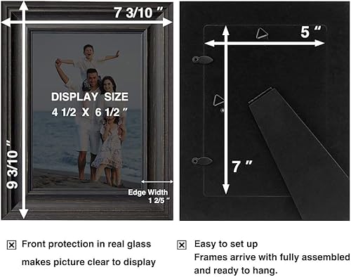 Miniatura 3 de LaVie Home Marcos de fotos de 5 x 7 pulgadas (1 paquete, negro) juego de marcos de fotos rústicos con vidrio de alta definición para montaje en