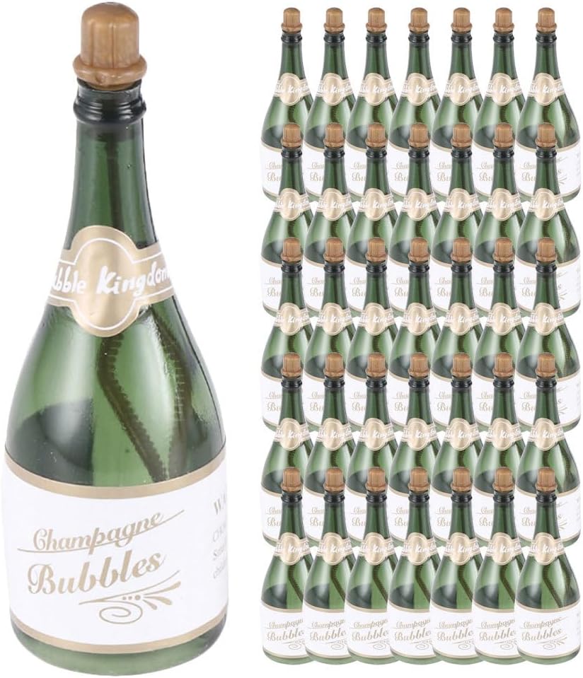 Zerodeko 36 PCS Mini Champagne Bubble Bottles, Mini Wine Bottles 1:12,Metallic Champagne Bottle Shaped Treat Box Party Favors Packing for Baby Shower Bridal Shower Wedding Party