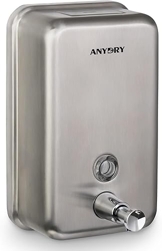 Dispensador de jabón comercial para montaje en pared, dispensador manual de jabón líquido con acabado de acero cepillado Stianless - 37oz (37.2 fl