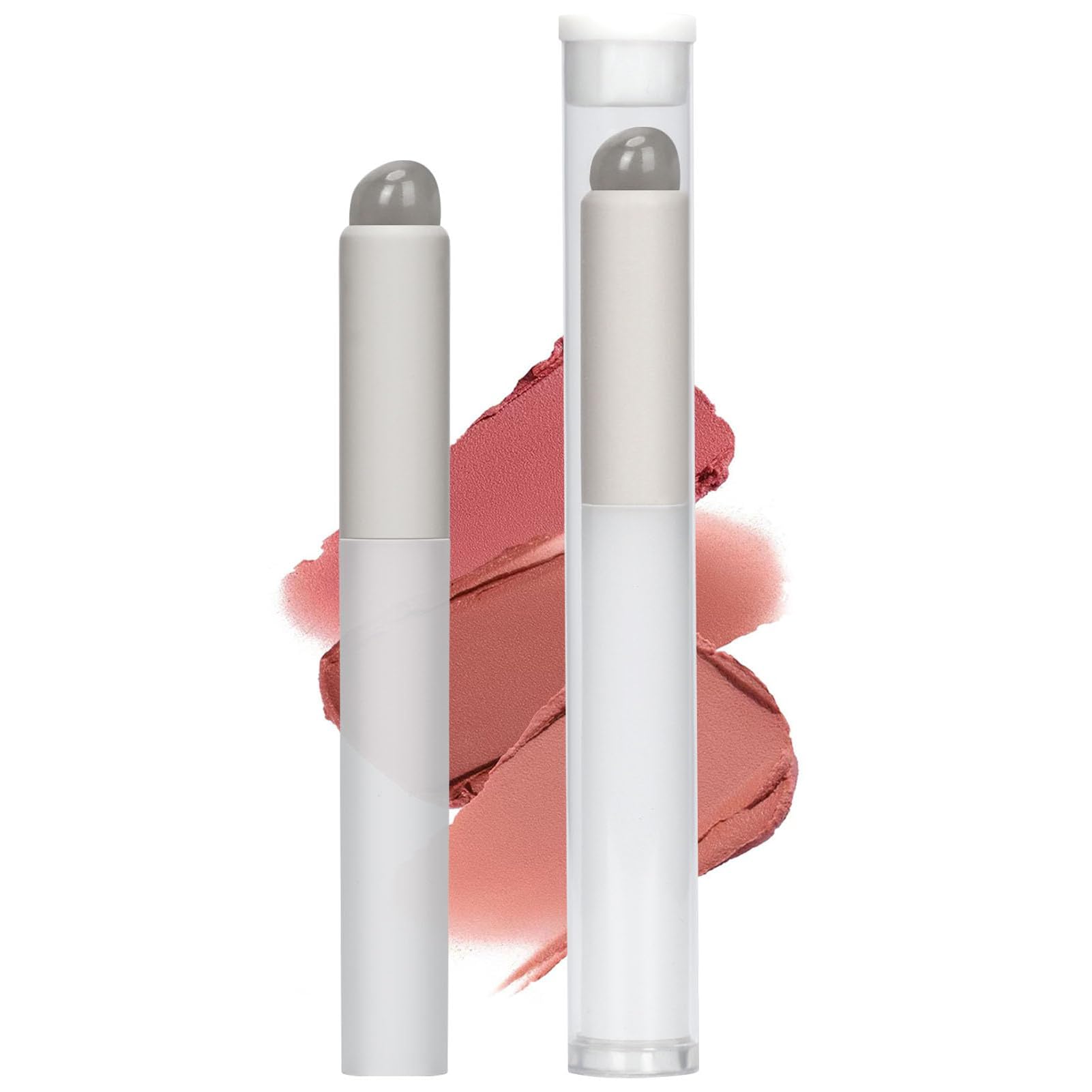 Lip Brush - 2 Pack Silicone Lip Applicators, Round Head Lip Makeup Brush with Cap, Travel Size, White