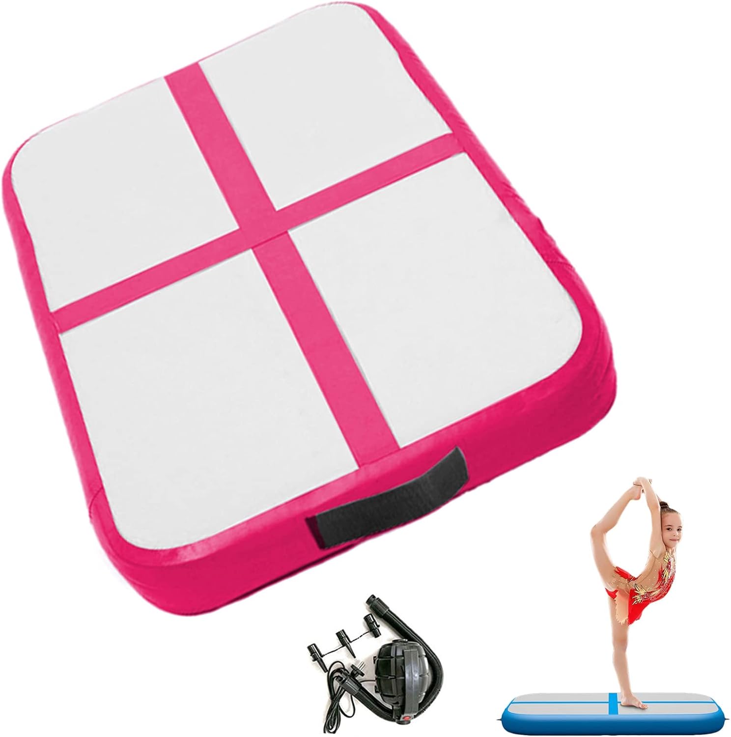 Air Mat Gymnastics Tumbling Mat, 3.3ft Inflatable Gymnastics Mat Gym Tumble Mat 4 Inch Thickness for Home Use/Training/Cheerleading/Yoga/Water Fun with Electric Pump