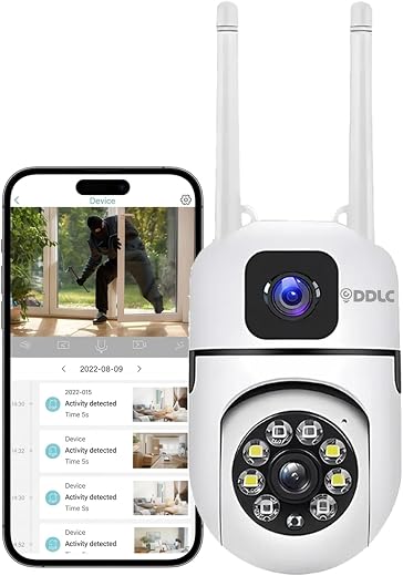 DDLC 4+4MP Smart WiFi PTZ CCTV Camera for Home Outdoor | 360° View | Color Night Vision | Motion Detection | Two-Way Audio...