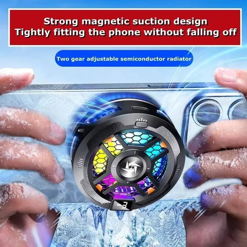 Image of BKN SL-18 Ultra Fast -3 degree Cooling Mobile AC Fan Magnetic Radiator | 2 Gears Cooling Type C USB Powered Fan Cooling Radiator Game Cooler for Mobile Phone Gaming, Live Streaming