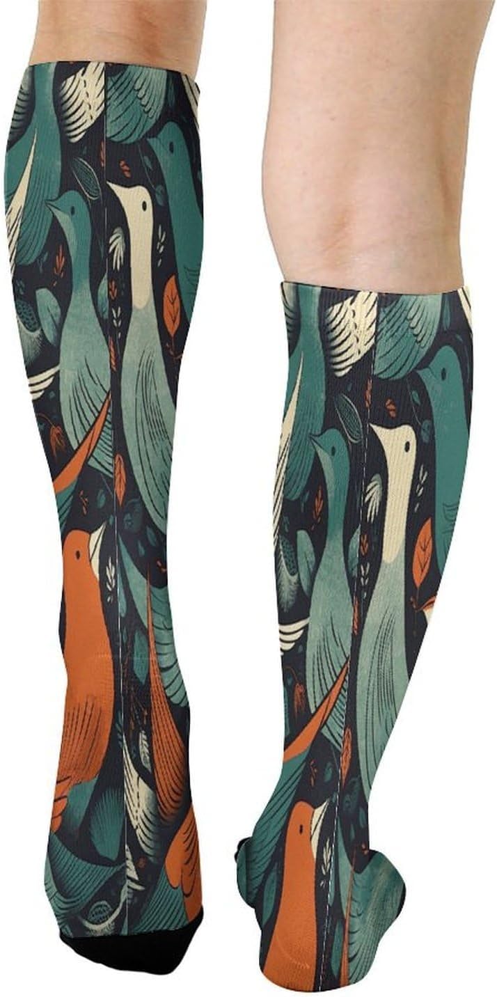 Flock of Birds Compression Sock Circulation Support Socks Lightweight Knee High Tube Sock Over-The-Calf Sock for Adult