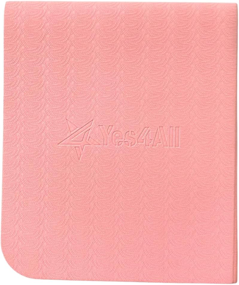 Yes4All Folding Yoga Mat, 0.2 inch (6 mm) Thick, Soft Material, Comfortable, Cushioning, Easy to Clean, Anti-Slip, Lightweight, Easy to Carry, For Muscle Training, TPE Material, Pink
