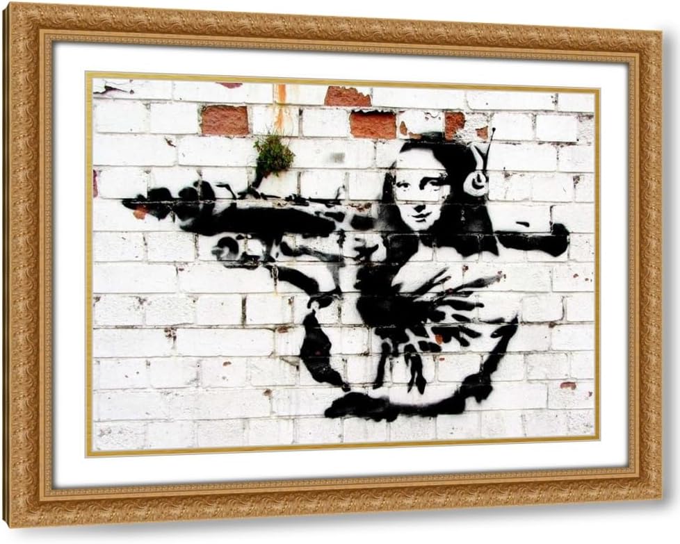 Anonymous (attributed to Banksy) 17x15 Gold Ornate Framed and Double Matted Museum Art Print Titled Noel Street, Soho, London (graffiti attributed to Banksy)
