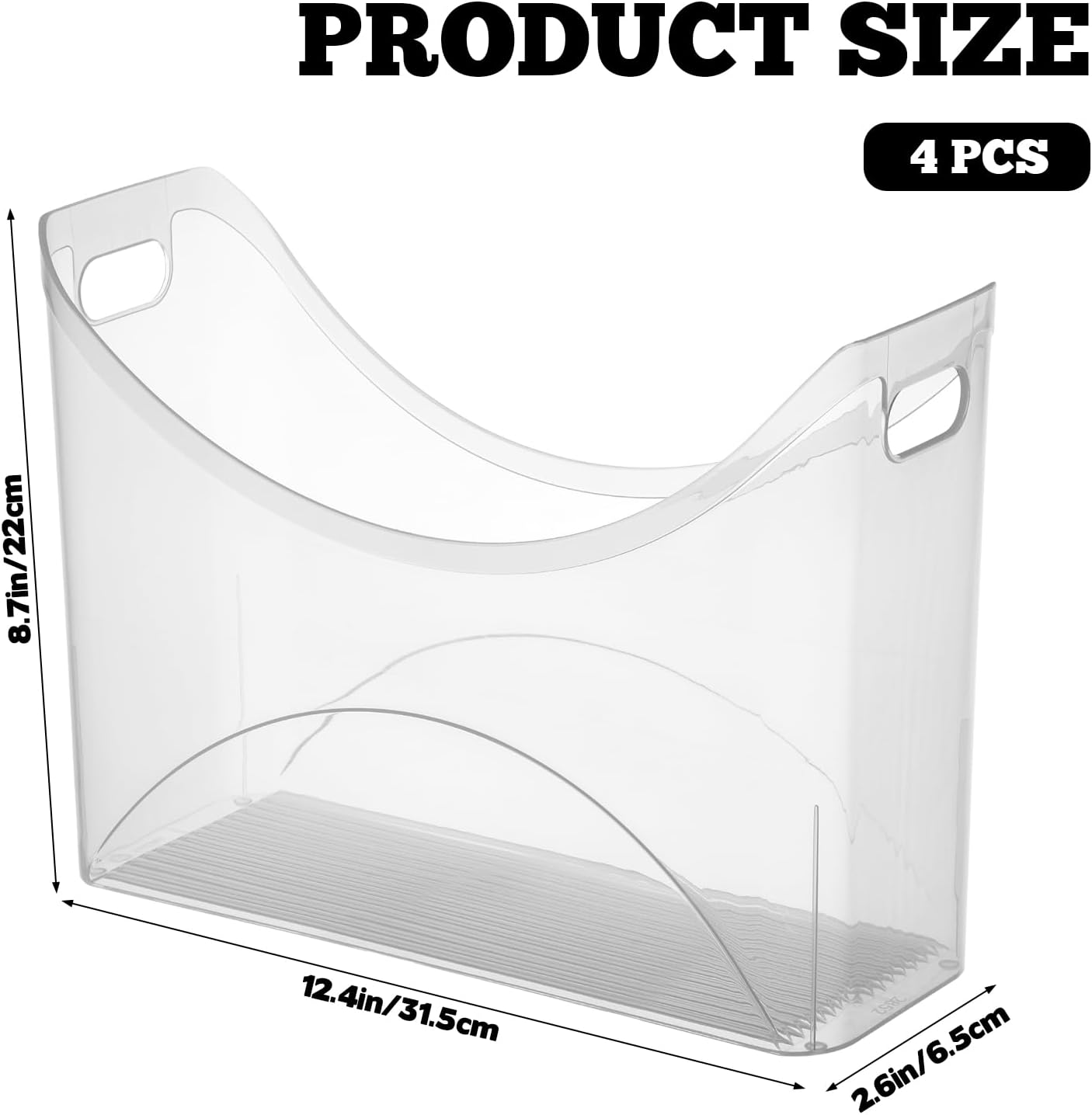 4 Pack Scrapbook Paper Storage with Handle Clear Vinyl Sheets Storage Bins Organizer Plastic Scrapbook Paper Holder for 12x12 Inch Craft Papers Book Cardstock Files Magazines Documents