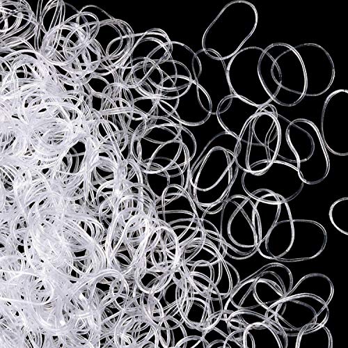?500 Piezas?Gomas de Pelo Elásticos Cintas Bandas de Trenzado, SlickMart Cinta Elástica de Pelo Coletero para Pelo Grueso Pesado y Rizado Ponytail Titular Para Mujeres Niñas Accesorios?Transparente?