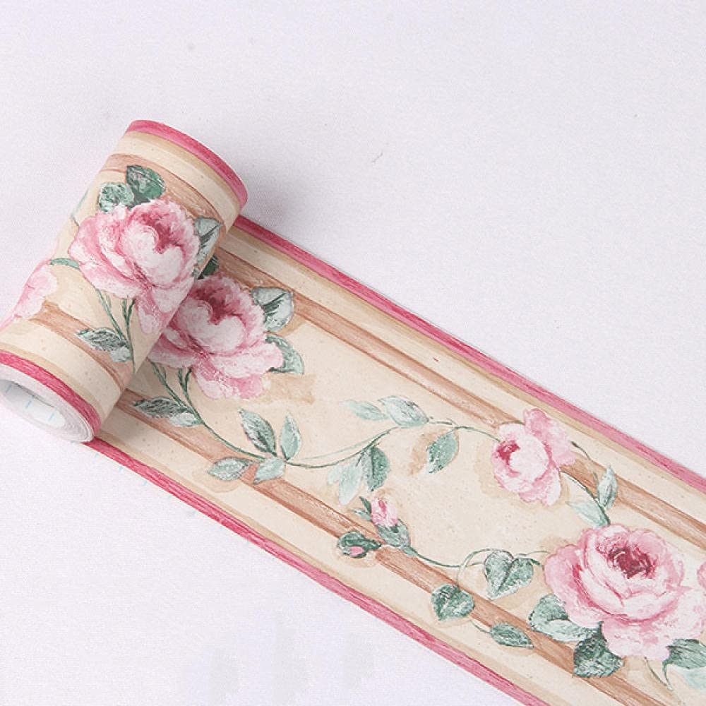 Dostear Wallpaper Mirror Borders for Bathroom Peel and Stick Classroom Bulletin Board Borders Boho Paper for Classroom Trim Sets Purple Flower 10.6 X 1000cm - Image 2