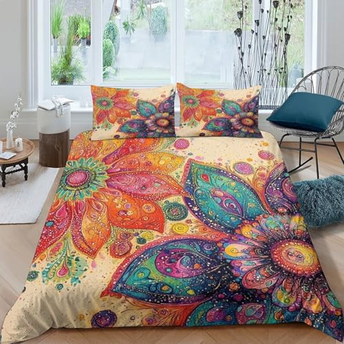 Housse de Couette Flamant Rose Microfibre Résistante Anti-Pli Parure de Lit 200x200