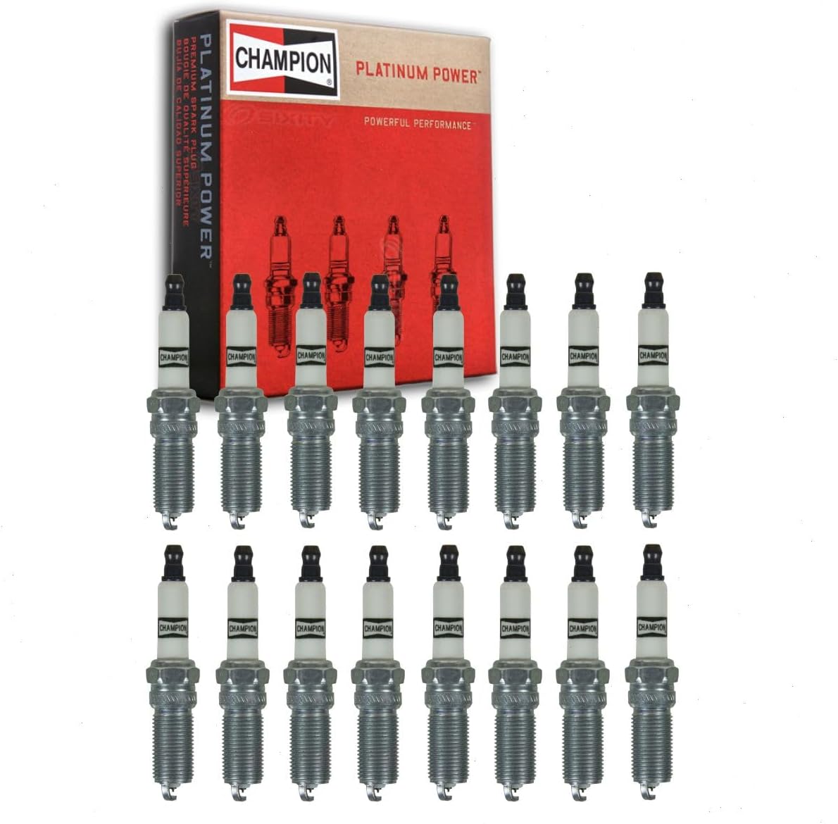 16 pc Champion Platinum Spark Plugs compatible with Ford F-350 Super Duty 6.2L V8 2011-2020