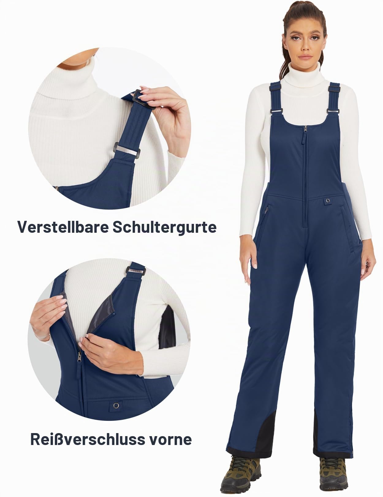 GEMYSE Damen Skihose Winter Wasserdicht Schneehose Winddicht mit verstellbaren Trägern Overall Skianzug für kalte Tage