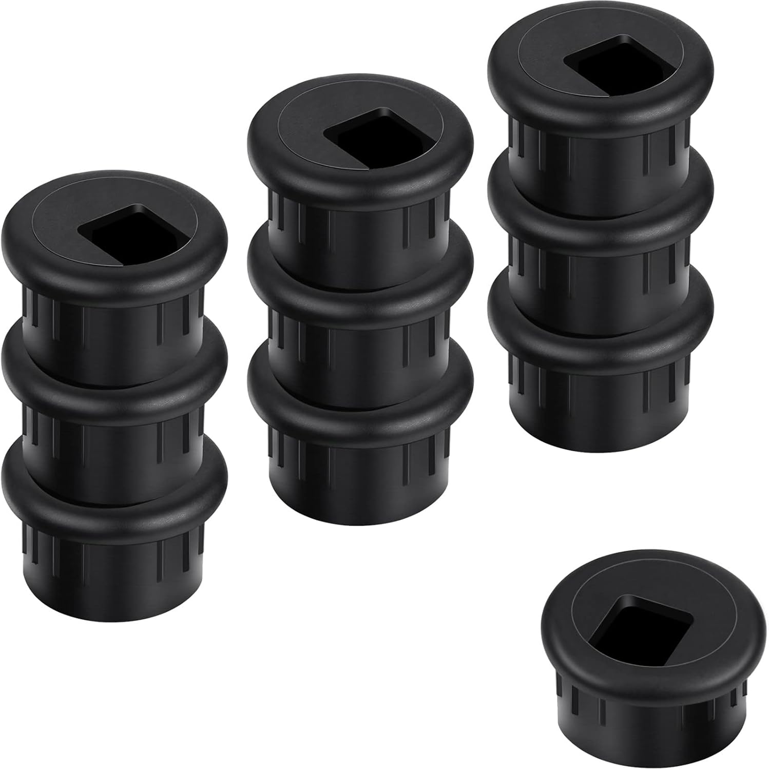 10-Pack Black Plastic Cable Grommets for 1-Inch Desk Holes