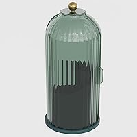 Vista 7 de Soporte para brochas de maquillaje con tapa, rotación de 360 grados, transparente, a prueba de polvo, organizador de maquillaje para tocador