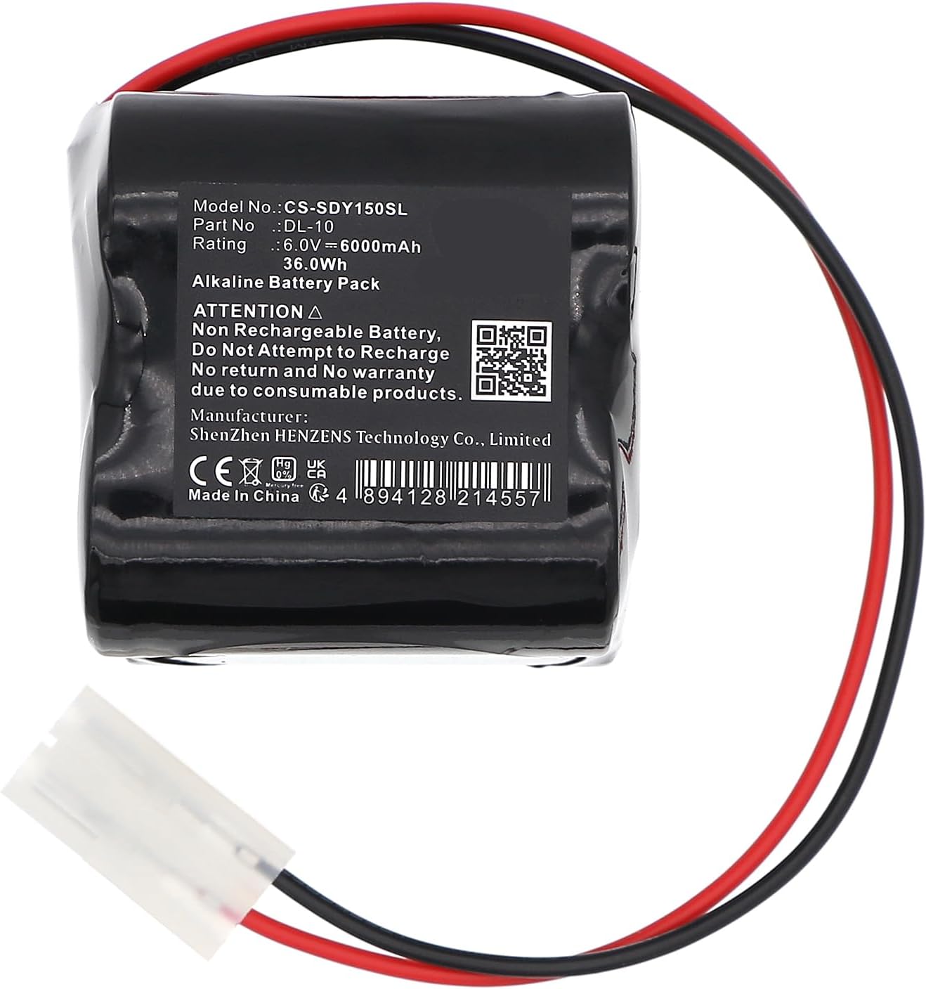 Battery Suitable for Alarm Lock 1U106, BCA2500-4EWP-W9030EC, BP6