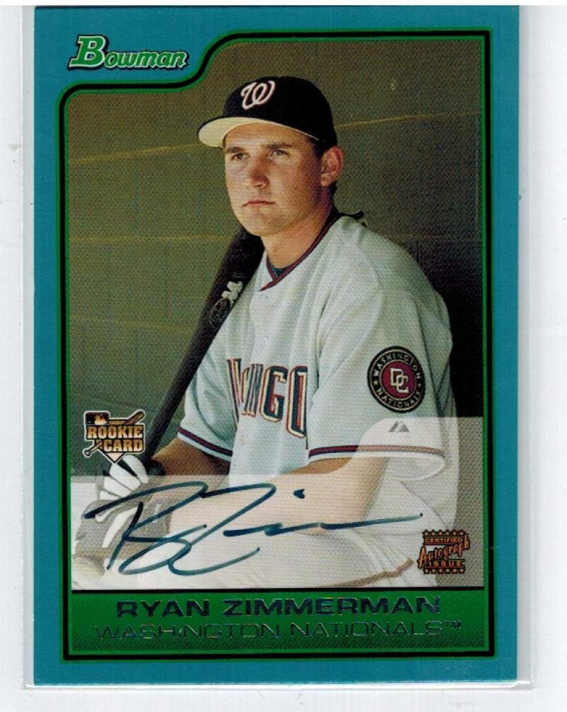 2006 Bowman Blue #221 Ryan Zimmerman RC Washington Nationals MLB Baseball Card (Autographed) /500 NM-MT