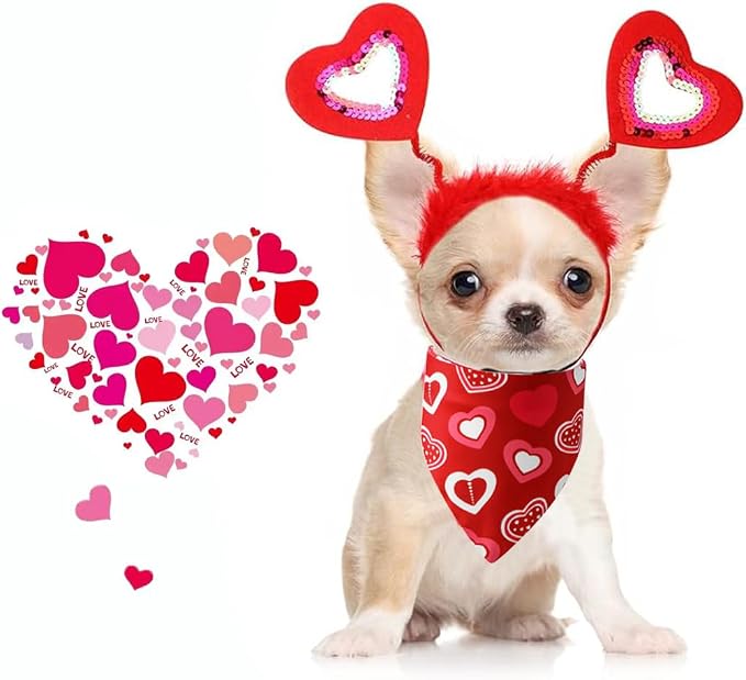Valentine's Day Dog Headband red Love Dog Headband pet Scarf Holiday Birthday Party Headwear Small and Medium-Sized Dog Clothing Gifts miniatura 6