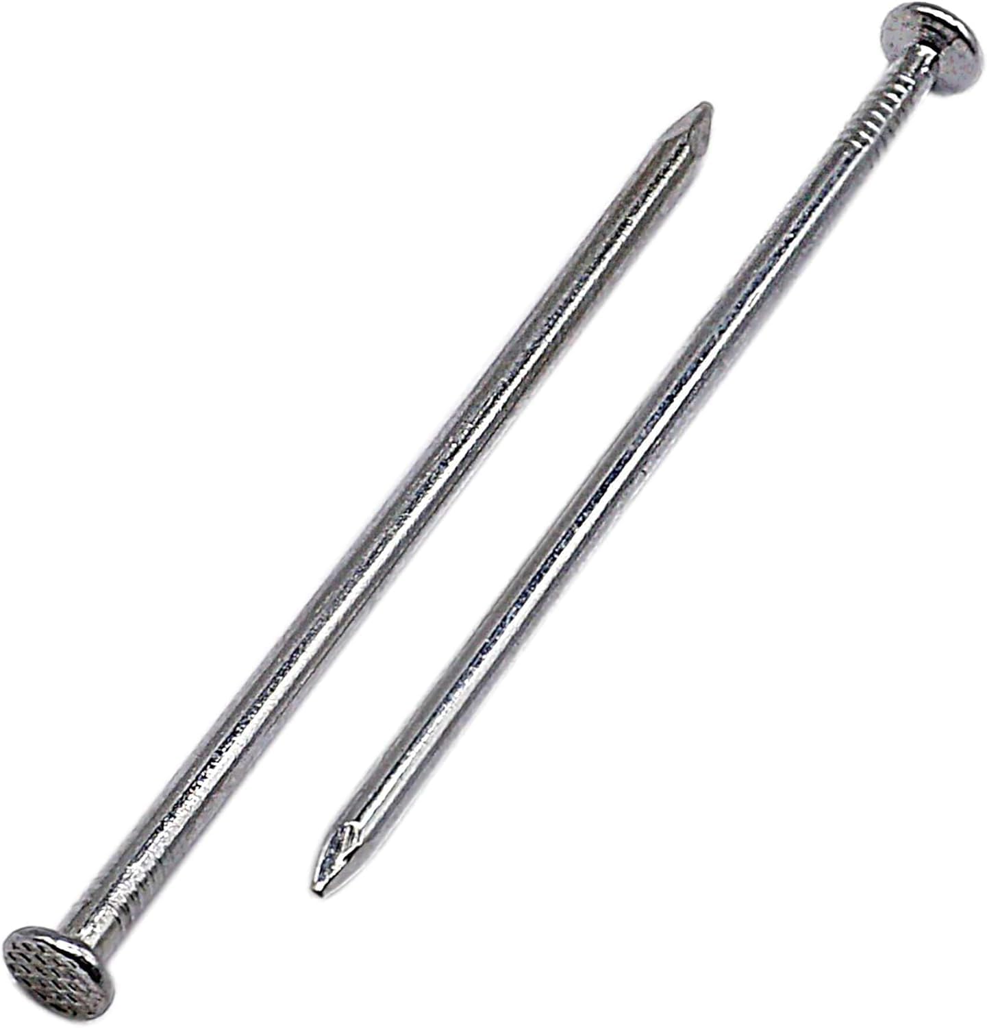 (Pack of 50) Zinc Plated Common Nails 1/8" x 3-1/8" (3 x 80 mm), Flat Round Head Construction and Woodworking Nails