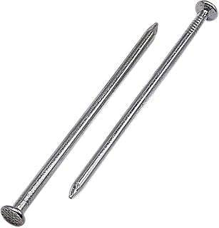 (Pack of 100) Galvanized Construction Nails 1/8" x 3-1/8" (3.0 x 80 mm) Common Wire Stems Flat Round Head Woodworking Zinc Plated Steel Nails