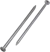 (Pack of 50) Zinc Plated Common Nails 1/8" x 3-1/8" (3 x 80 mm), Flat Round Head Construction and Woodworking Nails