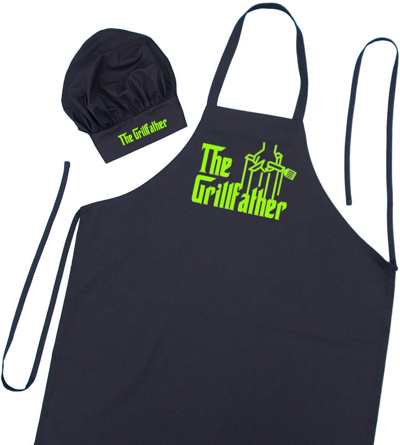 The Grillfather Apron and Chef Hat Set, BBQ Gear for Men, Fathers Day Apron