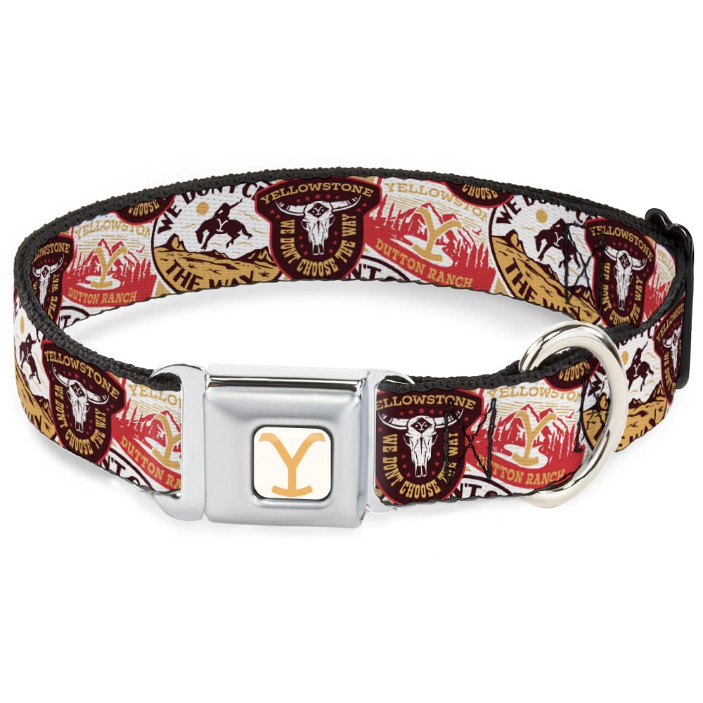 Collier pour chien Paramount Network Yellowstone marron rouge jaune largeur 2,5 cm