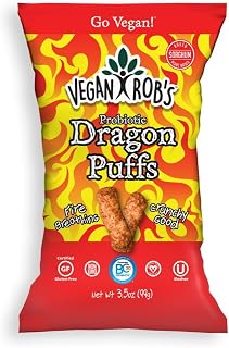 Vegan Rob's Puffs, Dragon | Made with Probiotics, Gluten-Free Snack, Plant Based, Vegan, Zero Trans Fats | 3.5 Ounce Bags (12 Count)