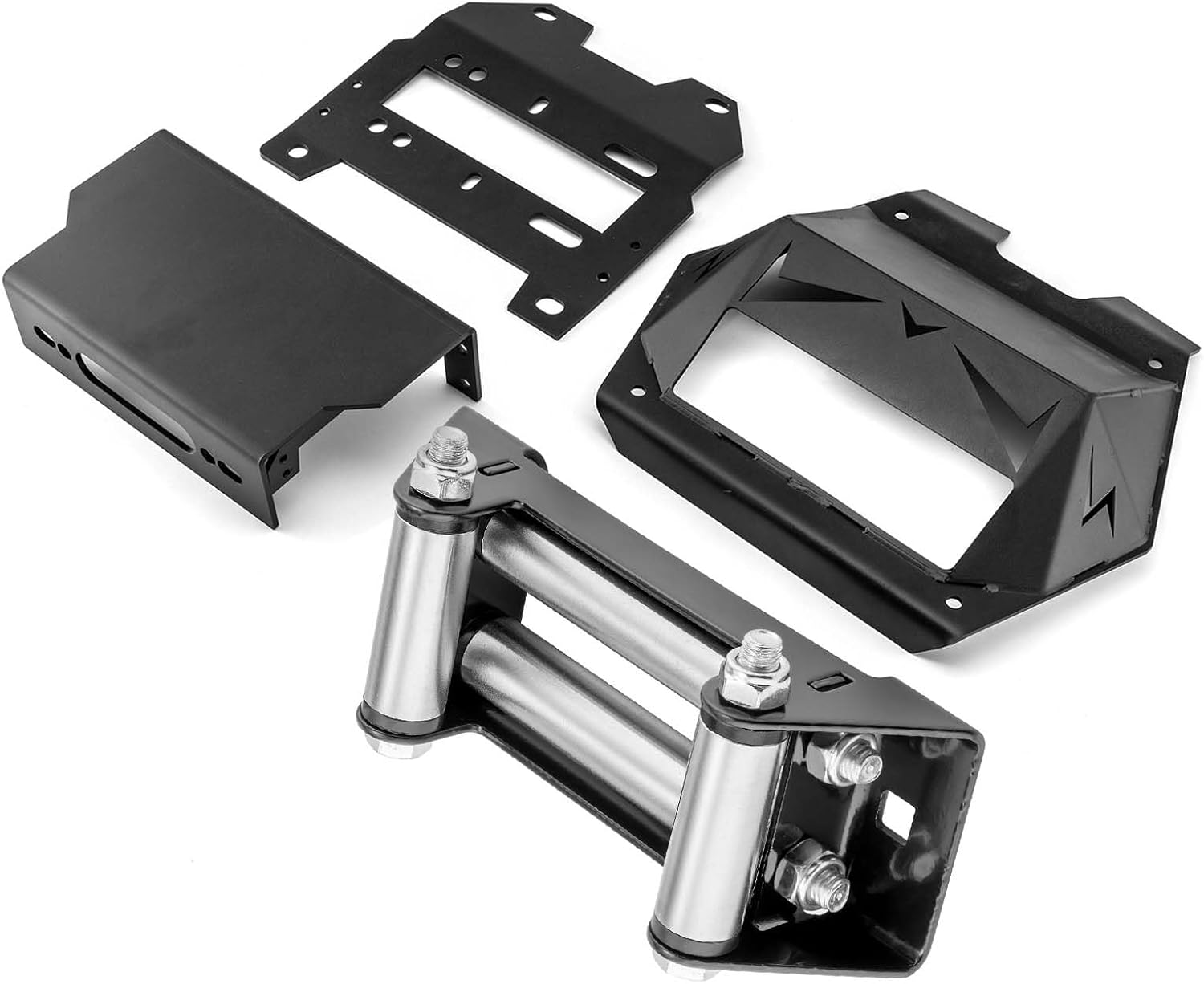 WeiSen Winch Mount Plate Bracket with 6" (152MM) Winch Roller Fairlead Cable Guide Compatible with Polaris RZR Pro Turbo R 4 2022-2024