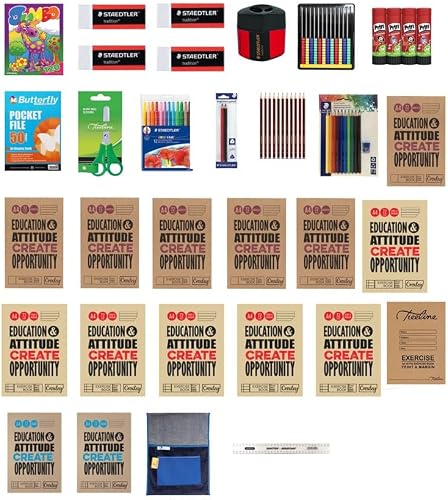 Grade 1 Full-Year Stationery Pack | Exercise Books, Chair Bag, Abacus, Writing and Art Supplies & More | School Supplies for Primary School Kids