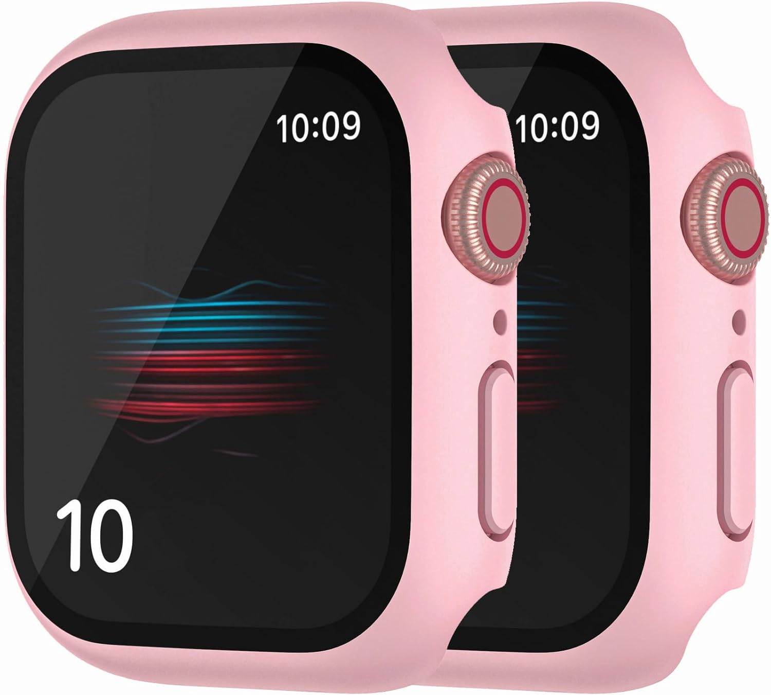 2 Pack Hard Case for Apple Watch Tempered Glass Screen Protector Case, Full Coverage Shockproof Matte Iwatch Bumper Cover (Pink x 2, 42mm Series 11/10)