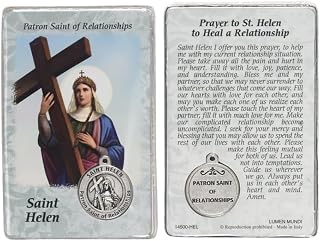 Saint Helen Prayer Card with Medal, Patron Saint of Relationships, Catholic Religious Devotional