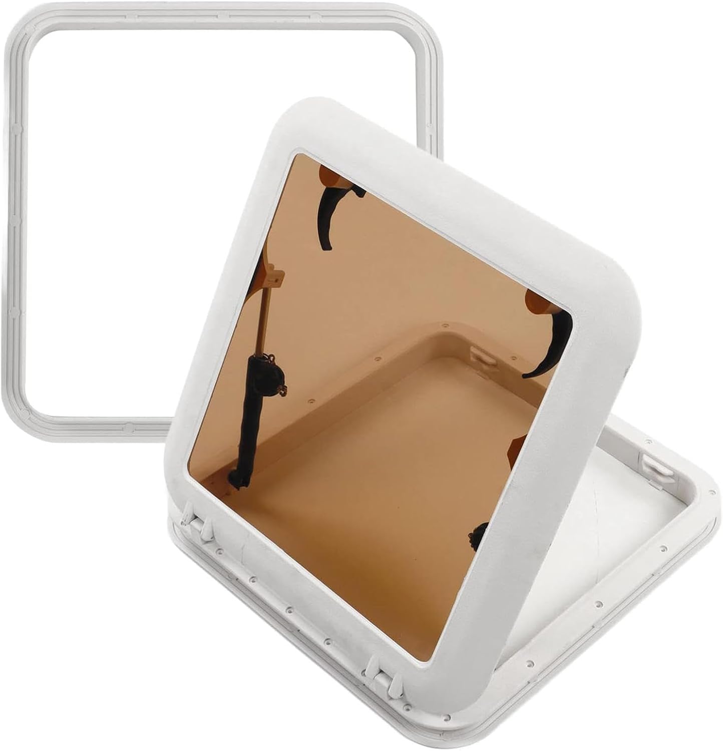 Rv Skylight Escape, Porthole Window, Square Boat Portlight, 19.5"x19.5" Aluminum Push Out Deck Hatch Window with Tempered Glass, Porthole Skylights Escape Window for Boat/Yacht/RV