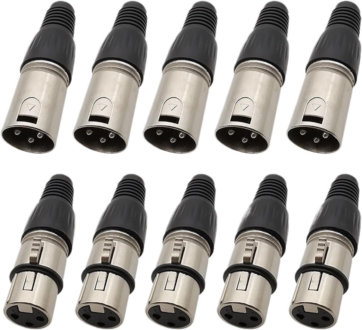 1/2/5Pairs 3 Pin Male Female Audio Microphone Connector Socket Jack Plug Cable Connectors(5 Male 5 Female)