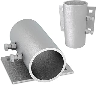 Stationary Dock Pipe Leg Holder, 3" Inner Hardware Galvanized, Heavy Duty Side Pipe Leg Sleeve, 6x5 Boat Dock Leg Holder with 1/2" Holes, Thickness 6mm Ideal for Dock Maintenance - NO Carriage Bolts