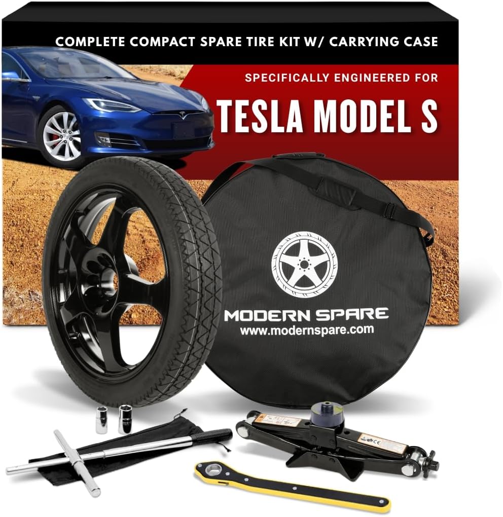 Modern Spare Complete Compact Spare Tire Kit W/Carrying Case - Fits 2012-2016 Tesla Model S