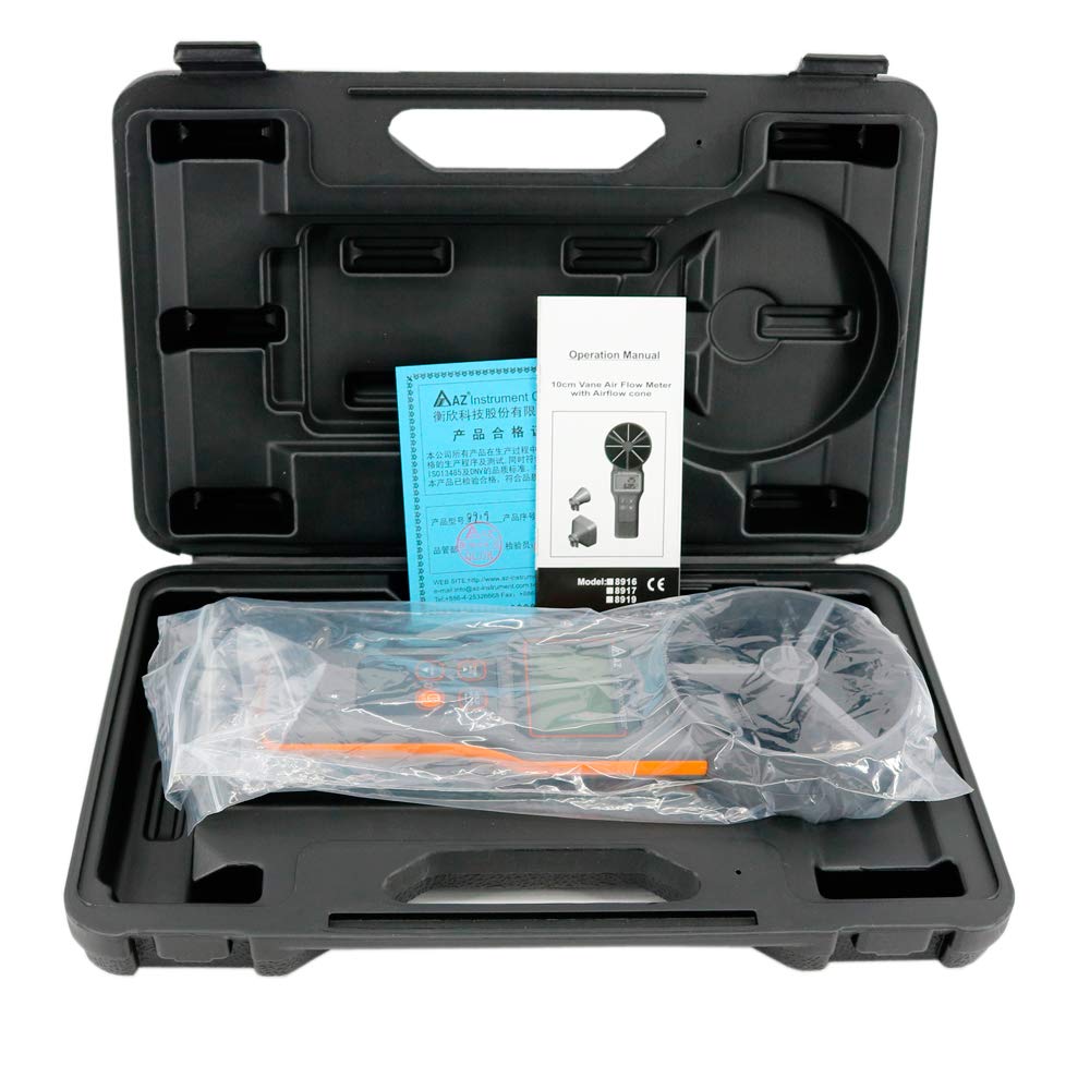 AZ8919 10cm Vane Digital Anemometer Air Velocity Tester Dew Point & Wet Bulb Temperature Meter Air Volume Tester Range 0.2~30m/s