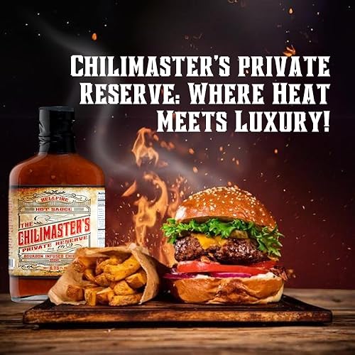 Miniatura 4 de Hellfire Hot Sauce Chilimaster's Reserve - Salsa picante y adobo gourmet galardonada con chipotle con infusión de borbón, 6.75 onzas.