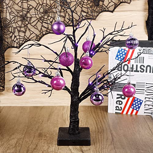 Lulu Home Christmas Hanging Ornaments, 34 Count Pre-Strung Plastic Balls, Shatterproof Barrel Packed Balls For Holiday Party Wreath Tabletop Tree Decorations, 1.57 Inch, Purple #TOP6