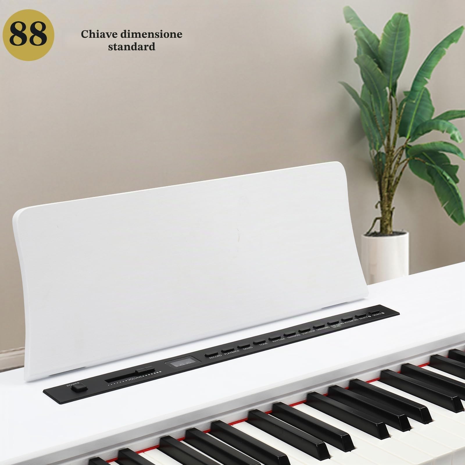 LEADZM 88 Tasti Piano Digitale, Tastiera a Peso Completo, Piano Elettrico con MIDI-USB, Audio Bluetooth e Altoparlanti Stereo, 128 Suoni e Ritmi, Sistema a 3 Pedali, Bianco