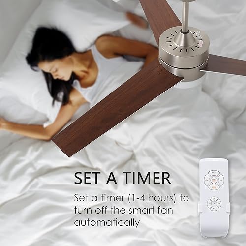 Miniatura 7 de WINGBO Ventilador de techo moderno de 52 pulgadas con luces y control remoto, ventilador de techo contemporáneo de níquel cepillado, 3 aspas