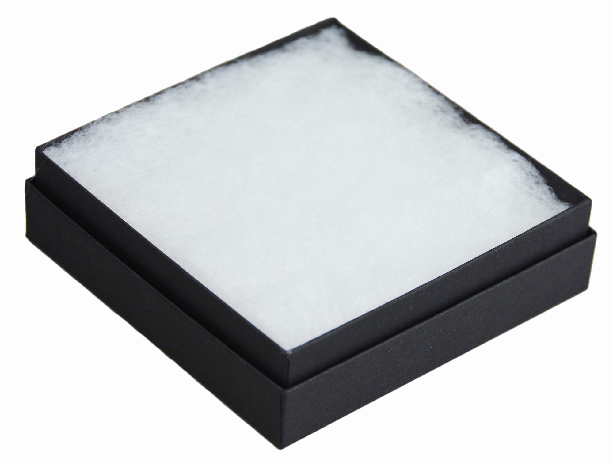 JPB - Joyero relleno de algodón negro mate #33 (caja de 100) 3 1/2 x 3 1/2 x 1 pulgadas