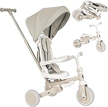 Olmitos - EVOL 5 in 1 Baby Evolutionary Tricycle - Children from 1 to 5 years old - From Tricycle to Bike with or without Pedals - Backrest, Safety Bar and Canopy (Beige)