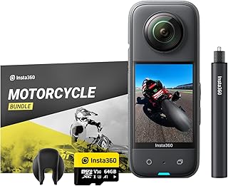 Insta360 X3 Motorcycle Kit- Waterproof 360 Action Camera with 1/2" 48MP Sensors, 5.7K 360 Active HDR Video, 72MP 360 Photo, 4K Single-Lens, 60fps Me Mode, Stabilization, 2.29" Touchscreen, AI Editing